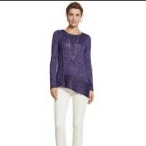 Chico's Purple Metallic Asymmetrical Top Size 1 /M